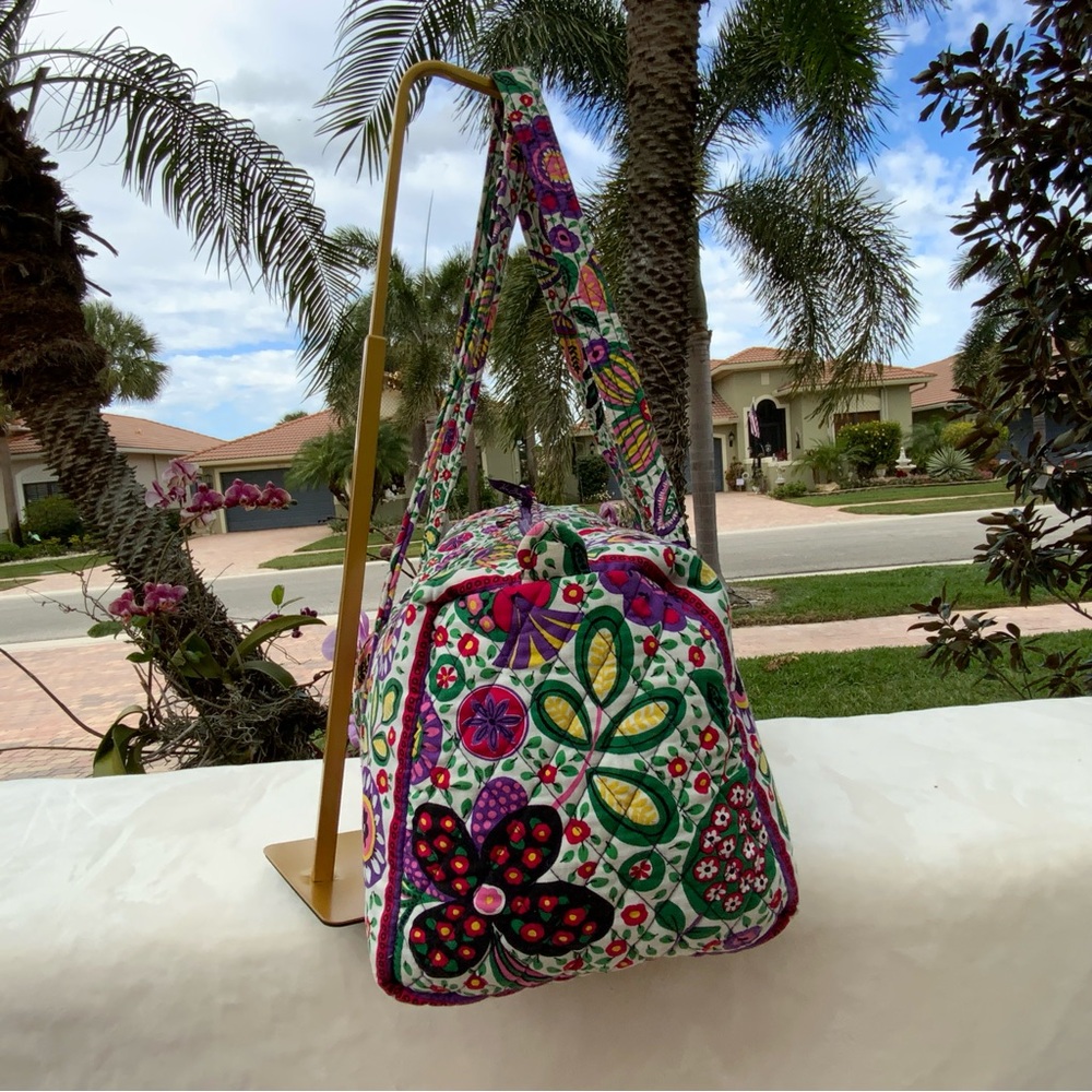 Vera Bradley Viva La Vera Duffle Bag Floral Cotton Weekender Handbag Travel - Picture 5 of 16